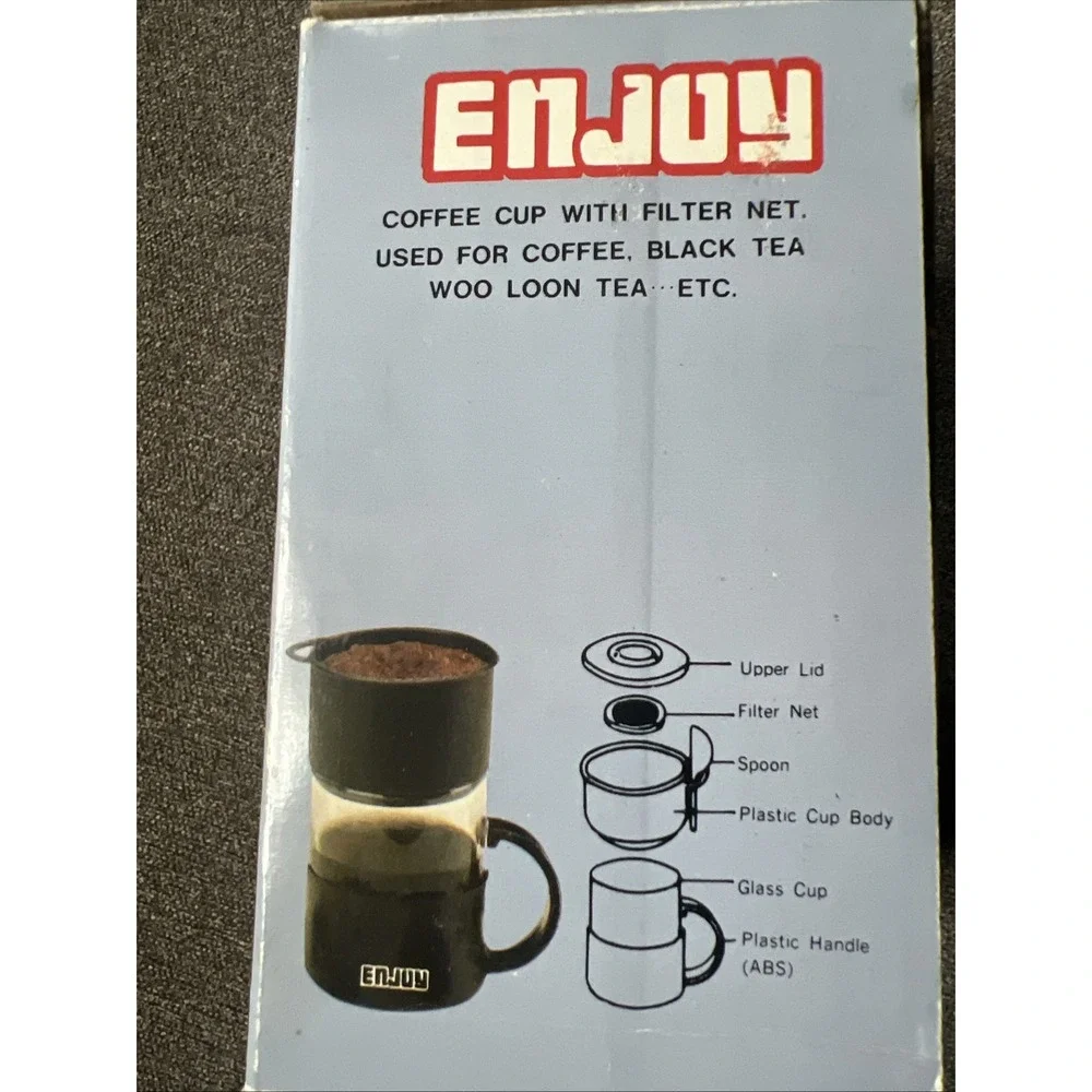 Enjoy Coffee Cup with Filter Net Unisex OS Black Glass Tea Brewer Set
